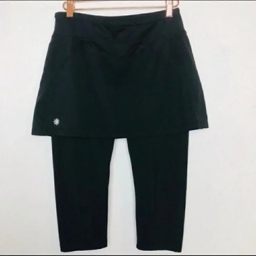 Athleta Black Skirted leggings capri XS BoxF